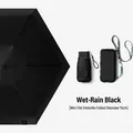 Mini 6-fold black flat umbrella for sun and rain with 15cm folded diameter and case - Card Bag Series / 15cm Flat 6-Fold / Rain Black