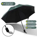Manual dark green folding umbrella with UV protection coating and black handle for sun and rain - Manual 8-Bone Regular UV / Dark Green