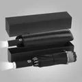 Zwarte automatische omgekeerde opvouwbare paraplu met LED-zaklamp en geschenkdoos - Volautomatische Omgekeerde Paraplu (Hoes + Cadeaubox) / LED Licht/Reflecterend/10 Baleinen / Zwart