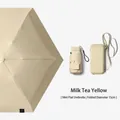 Portable milk tea yellow mini flat folding sun umbrella with UV protection and case - Card Bag Series / 15cm Flat 6-Fold / Milk Tea Yellow