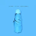 Compact light blue 5-fold portable capsule umbrella for sun and rain protection - 6 Ribs - Round Case / Light Blue
