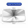 Parasol de coche plegable para parabrisas con dimensiones de 145 cm de ancho gris - Estilo Paraguas de Tres Pliegues / 145x79cm (Expandido) / Grande Plata Titanio
