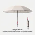 Large beige automatic inverted folding umbrella with 122cm diameter canopy for sun and rain - Inverted Style-10-Rib Mechanical Anti-rebound Fully Automatic / Extra Large (122cm Diameter) / Beige
