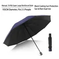 Handmatige 10-rib blauwe opvouwbare paraplu met 105 cm diameter - Handmatige Vergrote Stijl met 10 Baleinen en Zwarte Coating / Bordeauxrood