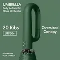 Automatic folding umbrella with 20 ribs and hook handle, UPF50+ sun protection - Fully Automatic Hook Series (Extra Large) / 20 Ribs / Forest Green