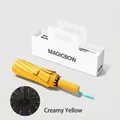 Ombrello pieghevole automatico di alta qualità giallo crema con telaio rinforzato - Ingrandito 12K 72 Stecche Giallo Crema / Set Scatola Regalo Completamente Automatico