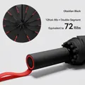 Obsidian black automatic umbrella with 72-rib equivalent reinforced durable structure - Large Automatic Reverse Umbrella (72 Ribs) / 72-Rib Reinforced Structure / Obsidian Black