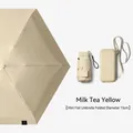 Compact milk tea yellow folding umbrella, 15cm mini flat design with matching case. - Six-Fold Flat Umbrella (With Storage Case) / 15cm Folded Diameter / Milk Tea Yellow
