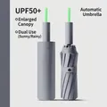 Grey 72-rib automatic folding umbrella providing UPF50+ UV protection for rain or sun - Three-Fold Automatic / XL / 72-Rib Misty Gray