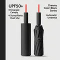Elegante ombrello pieghevole automatico nero con dettagli arancioni e protezione UPF 50+ - Ombrello Grande Automatico Pioggia Sole / 72 Stecche (12x6) / Nero ossidiana