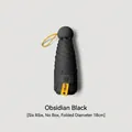Compact black capsule sun umbrella with UPF50+ UV protection, 6 ribs, 18cm folded length. - 6-Rib (No Box) / Black