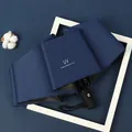 Premium navy blue automatic folding umbrella with UV protection and 48 strong ribs - Black Coating UV Protection / 8 Ribs / Navy Blue