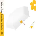 Compact white sun umbrella featuring an orange flower accent and unique floral bud canopy design - 5-Fold Flower Bud Umbrella / 18cm / Off White