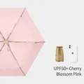 Compact and portable UPF50+ folding sun and rain umbrella in cherry blossom pink color - 14CM 6-Fold Flat Umbrella / Sakura Pink