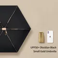 Premium UPF50+ compact five-fold umbrella in obsidian black, portable mini size for travel - 14CM 6-Fold Flat Umbrella / Obsidian Black