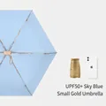 Sky blue miniature sun umbrella with compact 5-fold design and UPF50+ protection - 14CM 6-Fold Flat Umbrella / Sky Blue