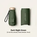 Compact dark green five-fold mini sun umbrella with protective UPF 50+ storage pouch - Phone Pouch Design / 5-Fold 6-Ribs / Dark Green