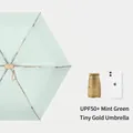 Compact UPF50+ mint green 5-fold sun and rain umbrella with gold handle detail - 14CM 6-Fold Flat Umbrella / Mint Green