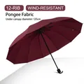 Paraguas plegable extra grande de 12 varillas resistente al viento en granate - Estilo Estándar 12 Varillas Manual / Diámetro Extra Grande 125cm / Burdeos