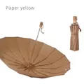 Gran paraguas vintage de 16 varillas amarillo papel para protección solar y lluvia - Marrón Mocha
