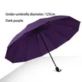 Paraguas plegable grande morado oscuro de 125 cm de diámetro para dos a tres personas - Estilo Estándar 12 Varillas Manual / Diámetro Extra Grande 125cm / Púrpura