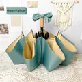Paraguas vintage de 16 varillas con tela de doble cara verde y amarillo y mango de madera - Verde Amarillo