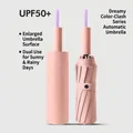 Ombrello pieghevole automatico rosa con protezione UPF50+ e custodia rigida coordinata - Serie Completamente Automatica (Pioggia e Sole) / 72 Stecche (Grande Misura) / Rosa Pesca