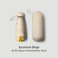 Compact beige UV protection capsule umbrella with matching ivory hard storage case - 6-Rib (With Box) / Sycamore Beige