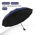 Paraguas plegable grande azul marino 125cm diámetro 12 varillas antiviento para 2-3 pers - Estilo 12 Varillas Manual Revestimiento Negro / Diámetro Extra Grande 125cm / Azul marino