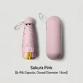 Compact pink capsule umbrella for sun protection, 6 ribs, 18cm folded length, UPF50+. - 6-Rib (With Box) / Light Pink