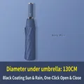 Automatic navy blue folding umbrella with 130cm large diameter sunshade protection - Fully Automatic Series / X-Series Large 10-Rib Fully Automatic Umbrella (130cm) / Navy Blue