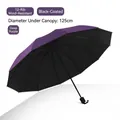 Sombrilla plegable resistente al viento de 12 varillas con capa UV en púrpura oscuro - Estilo 12 Varillas Manual Revestimiento Negro / Diámetro Extra Grande 125cm / Púrpura