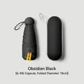 Compact obsidian black capsule umbrella with 6 ribs and 18cm folded diameter - 6-Rib (With Box) / Black