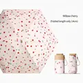 Compact 5-fold umbrella with willow cherry print, 14cm folded length. - 14CM 6-Fold Flat Umbrella / Willow Cherry