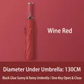 Wine red fully automatic folding umbrella with 130cm large diameter for sun and rain - Fully Automatic Series / X-Series Large 10-Rib Fully Automatic Umbrella (130cm) / Burgundy