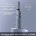 Nebelblauer Automatikschirm für Sonne und Regen mit 10 verstärkten Rippen, 107 cm - P Serie Vergrößert 10 Rippen / Automatischer Schwarzbeschichtung Sonne Regen / Rauchblau