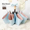 Paraguas plegable vintage de 16 varillas con tela azul y rosa y lazo decorativo - Azul Marrón
