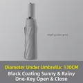 Large 130cm automatic folding umbrella in high-grade grey with black sun protection coating - Fully Automatic Series / X-Series Large 10-Rib Fully Automatic Umbrella (130cm) / Premium Grey