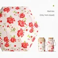 Compact 5-fold portable floral umbrella in Black Tea red flower print, 14cm length - 14CM 6-Fold Flat Umbrella / Black Tea Floral