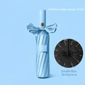 Elegant light blue automatic folding umbrella featuring UPF50+ UV protection and 105cm diameter - Three-Fold Automatic / 24-Rib Extra Large / Light Blue