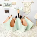 Paraguas plegable vintage de 16 varillas para sol y lluvia en verde claro y melocotón - Cian y Carne