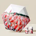 Compact five-fold sun and rain umbrella featuring vibrant cherry blossom floral pattern - 5-Fold Mini Type / Ocean Cherry