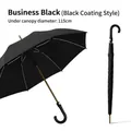 Large business black long-handle automatic umbrella with 115cm diameter for men - 8 Ribs Vinyl Style / Large Curved Handle-Vinyl Coating-Black