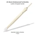 24-rib beige long-handle umbrella with integrated waterproof sleeve and leather grip - Automatic Waterproof Cover 24 Ribs / Large (115cm) / Off White