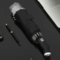Luxe automatische omkeerbare paraplu met LED-zaklamp handvat en reflecterende strip. - Volautomatische Omgekeerde Paraplu (Standaard) / LED Licht/Reflecterend/10 Baleinen / Grijs