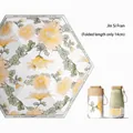 Compact five-fold umbrella with yellow chrysanthemum pattern, 14cm folded length - 14CM 6-Fold Flat Umbrella / Golden Flower