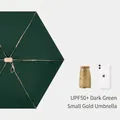 Portable dark green capsule sun umbrella with UPF50+ UV protection and gold frame - Dark Green
