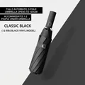 Automatic folding black umbrella with 12 ribs and UV protection coating - 12 Ribs Enlarged / Black