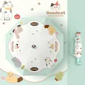 Mint green folding umbrella with cute cartoon cat patterns for sun and rain protection. - Manual Model / 55cmx8K / Green