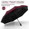 Automatic folding burgundy umbrella with sun protection black coating for one person - 8-Rib Black Coating Automatic / Burgundy